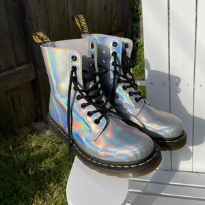 Dr. Martens Silver Holographic Pascal RS AW004 Size 7 Boots
